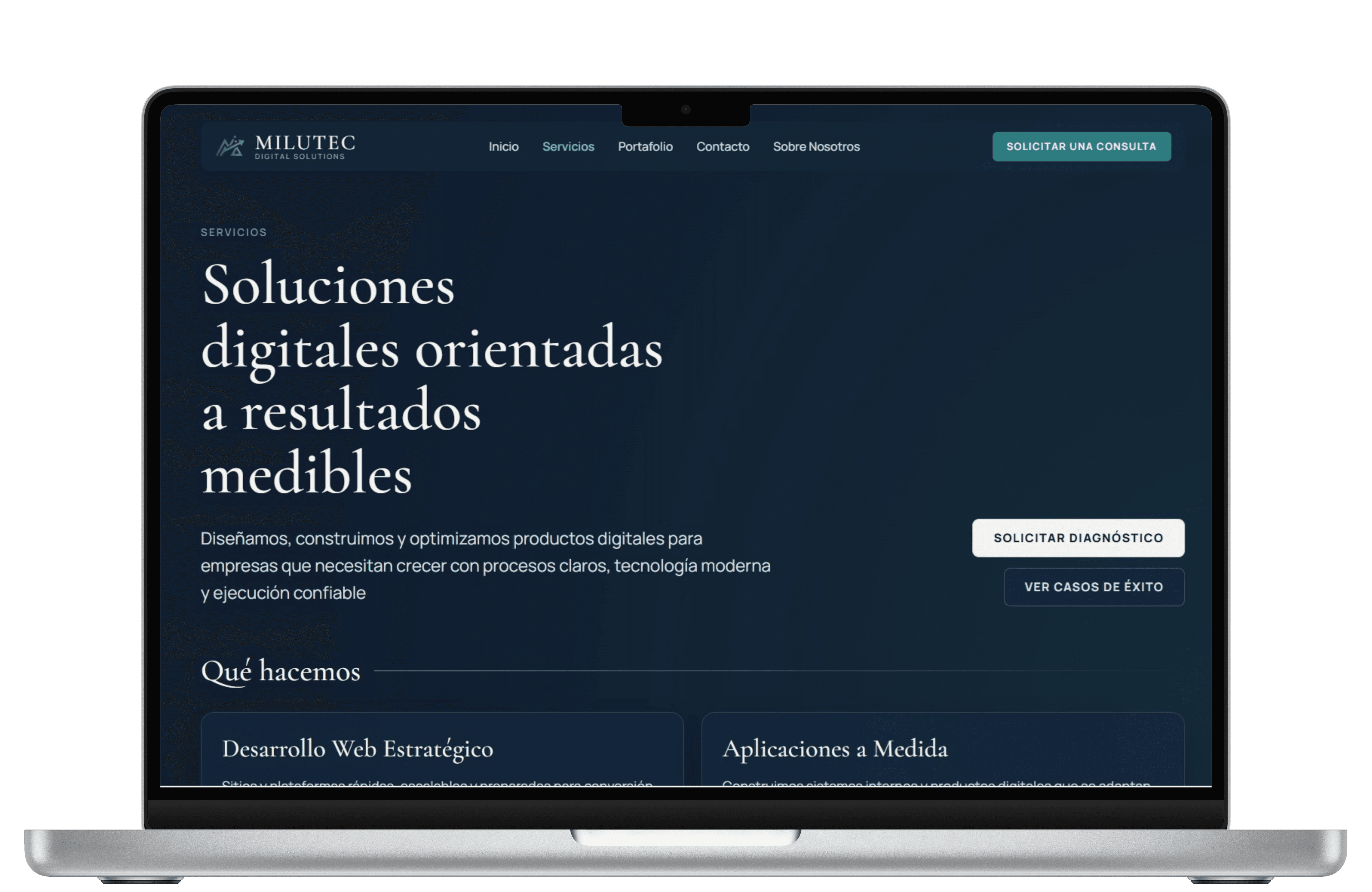 Mockup de la pagina Milutec