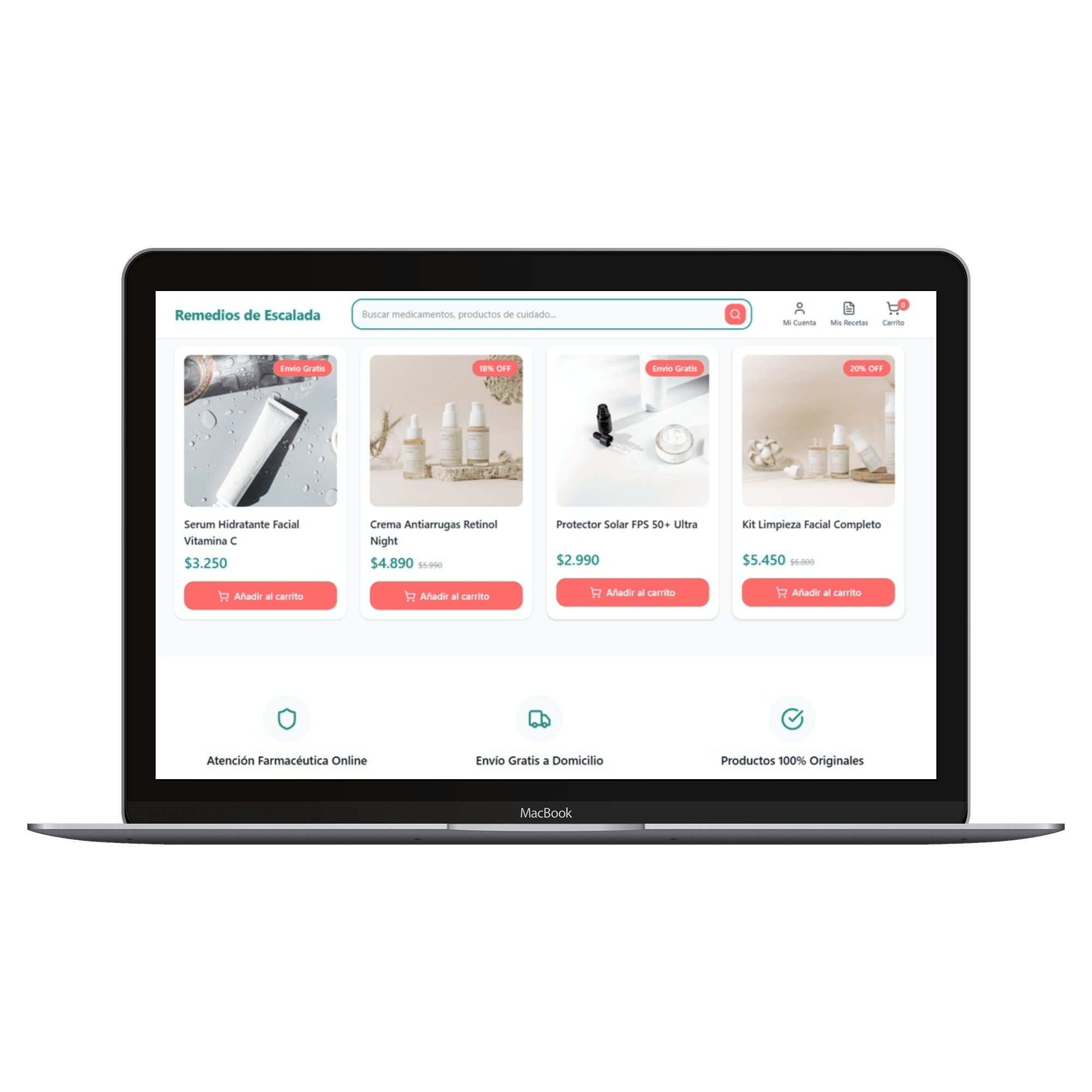 Mockup del proyecto Ecommerce Farmacéutico Remedios de Escalada